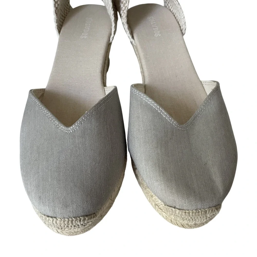 Soludos Marseille‎ Linen Wedge Espadrilles Sage Gray 9.5 EU 40